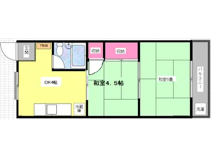 富士マンション(2DK/2階)の間取り写真