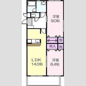 レジデンス緑ヶ丘(2LDK/1階)の間取り写真