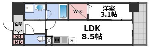 ALIVIS九条(1LDK/15階)の間取り写真