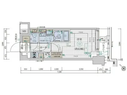 エステムプラザ品川西小山(1K/3階)の間取り写真