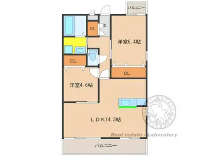 ALTE MEISTER IO(2LDK/2階)の間取り写真