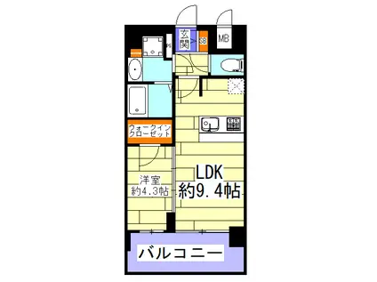 プレサンス朝潮橋ベイ・ブリーズ(1LDK/13階)の間取り写真