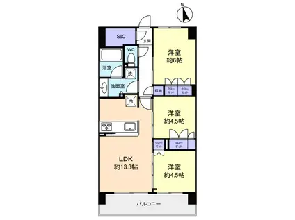 スカイグランデ津田沼(3LDK/1階)の間取り写真