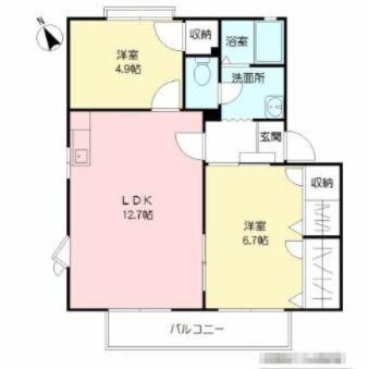 フレグランス常磐A棟(2LDK/2階)の間取り写真