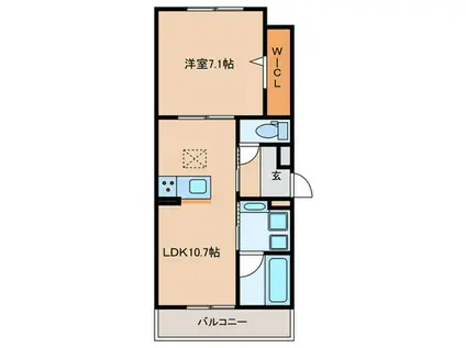 GRAND D-ROOM幸町(1LDK/1階)の間取り写真