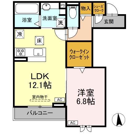 シエル シャンテ(1LDK/1階)の間取り写真