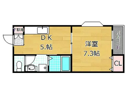 ピコットIII(1DK/2階)の間取り写真