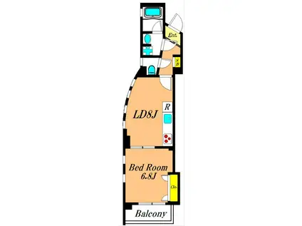 コートサイド山王(1DK/2階)の間取り写真