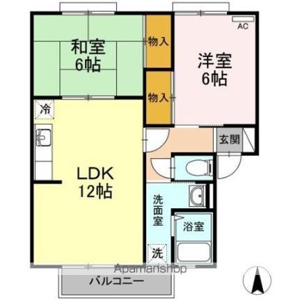 ビラ芳翠A棟(2LDK/1階)の間取り写真