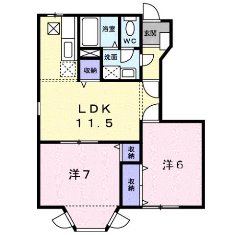 プリュジュールジャン(2LDK/1階)の間取り写真