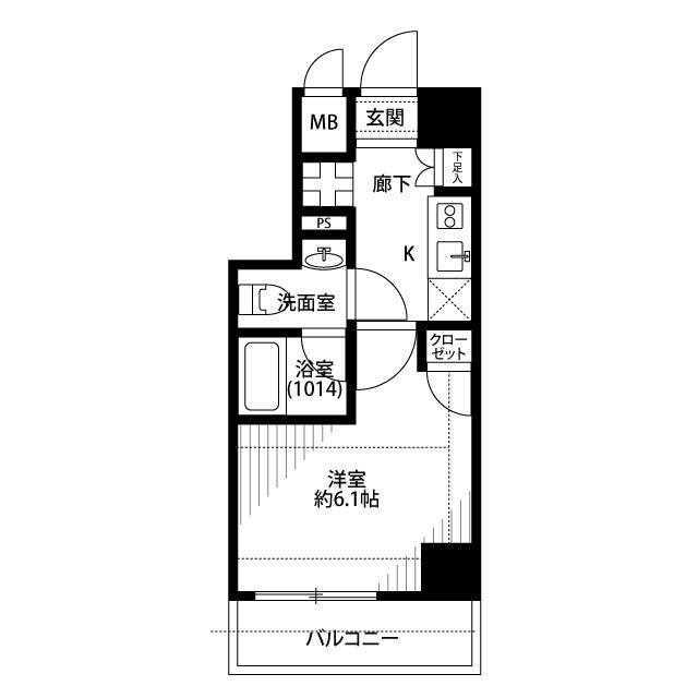 プレールドゥーク品川シーサイド(1K/3階)の間取り写真