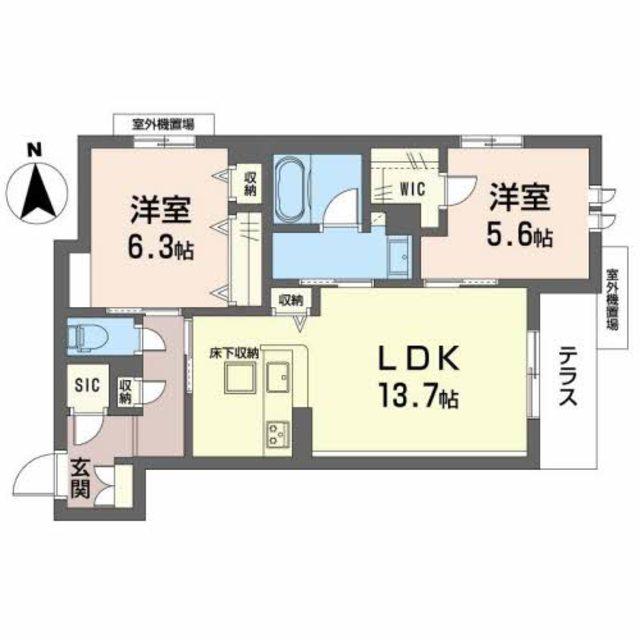 シャーメゾン シャルム本町(2LDK/1階)の間取り写真