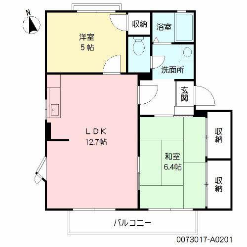 グレイス若宮A(2LDK/2階)の間取り写真