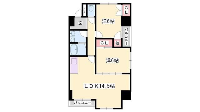 ジヴェルニー岡田(2LDK/5階)の間取り写真