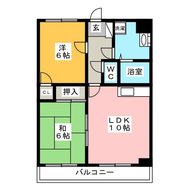 ヴィーブル宮の森 南棟(2LDK/3階)の間取り写真