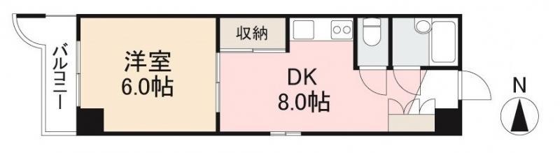 ヴィラタマチ(1DK/4階)の間取り写真