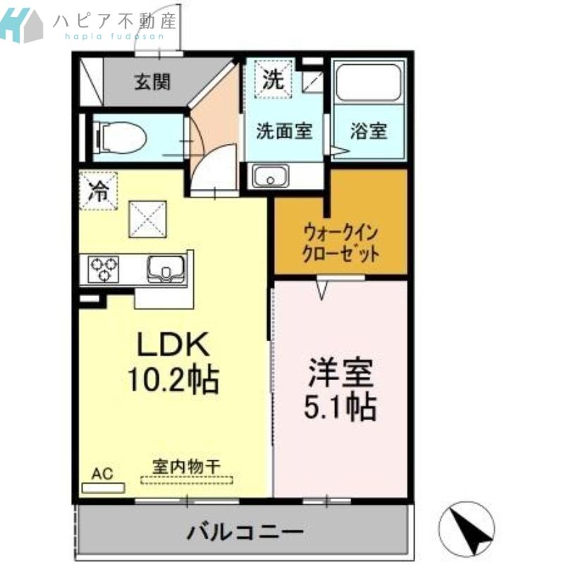 ブショーフレーグランス(1LDK/1階)の間取り写真