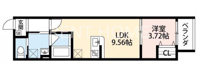 BALLON FLOWER(1LDK/1階)の間取り写真