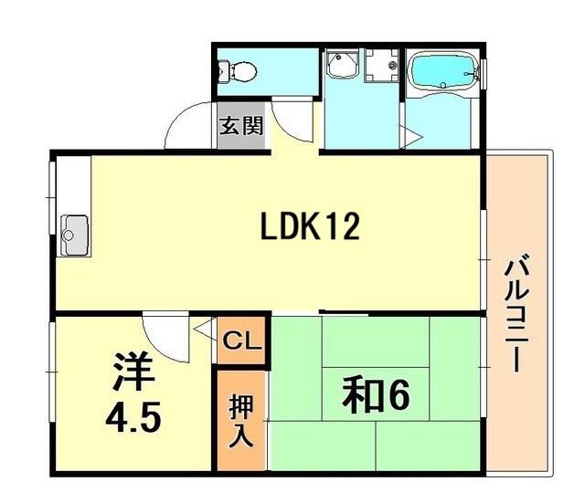 レトア大石2(2LDK/2階)の間取り写真