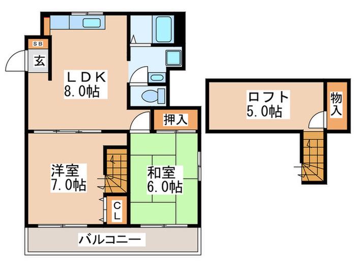 大融ビル(2LDK/4階)の間取り写真