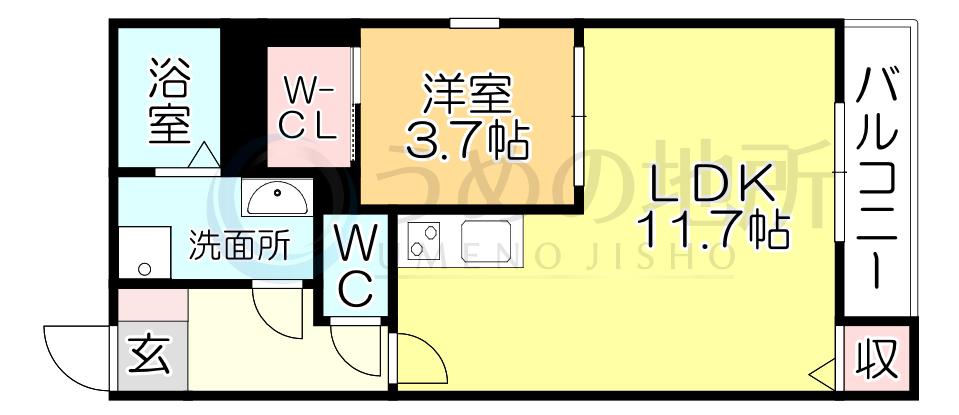 FUKUREA(1LDK/2階)の間取り写真