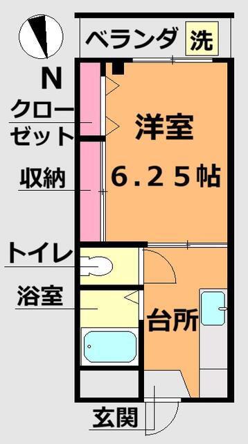 三枝レジデンス(1K/2階)の間取り写真