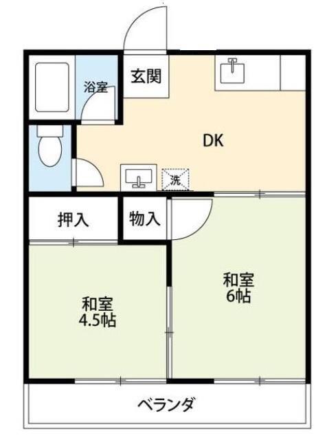 サンハイツA(2DK/2階)の間取り写真