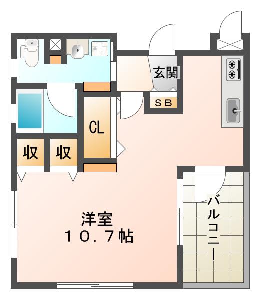 ワコーレヴィータ月見山(1K/2階)の間取り写真