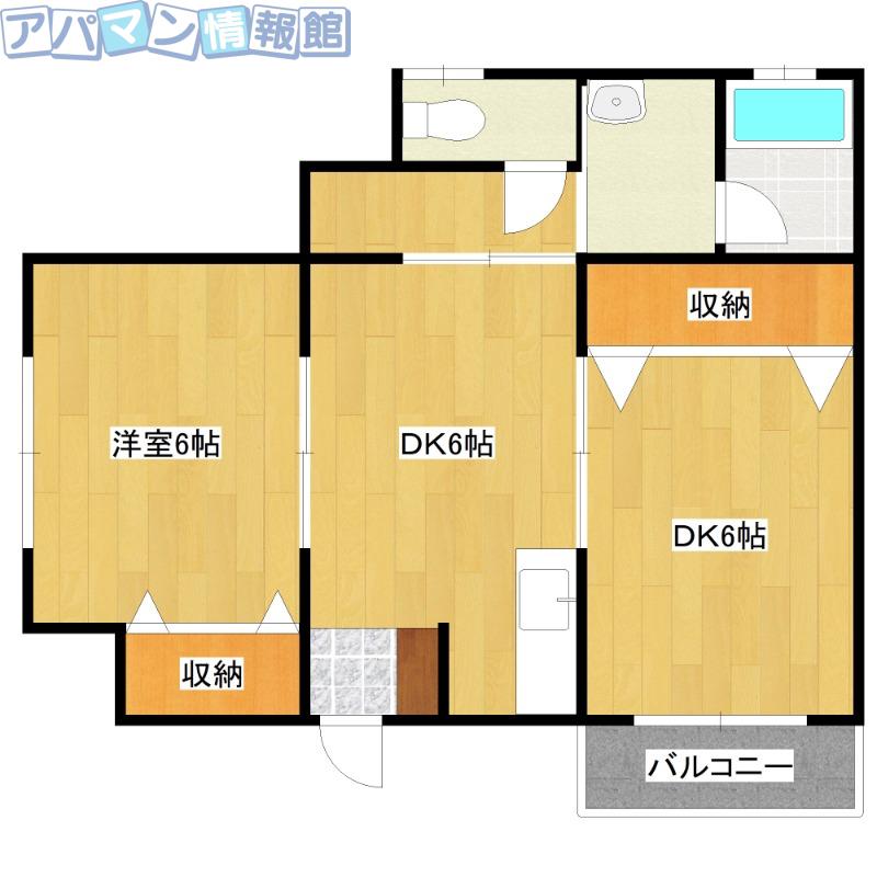 デュープレックス青山(2DK/1階)の間取り写真