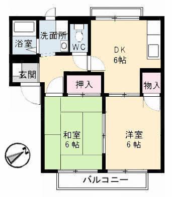 ローズササキ(2DK/2階)の間取り写真