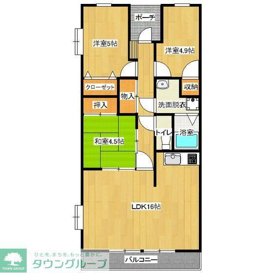 スカイコートあけぼの(3LDK/5階)の間取り写真