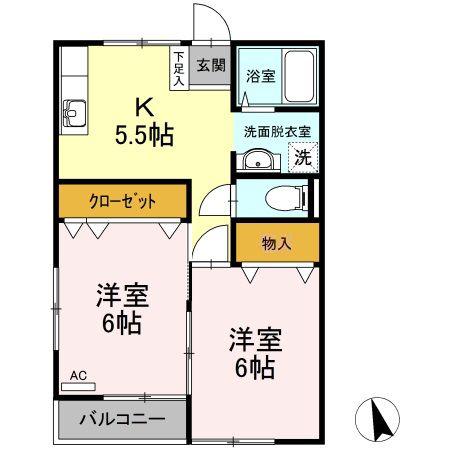 ミレニアム・Y(2K/1階)の間取り写真