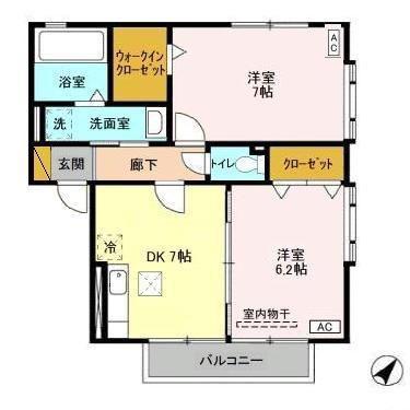 シャルマン ABCD(2DK/1階)の間取り写真