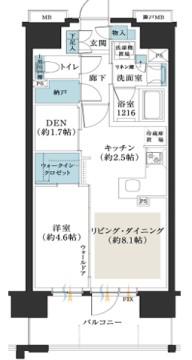 レーベン姫路本町(1SLDK/4階)の間取り写真