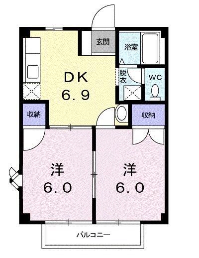 ベルメゾンBB3(2DK/1階)の間取り写真