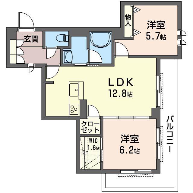 エペリ・メゾン(2LDK/1階)の間取り写真
