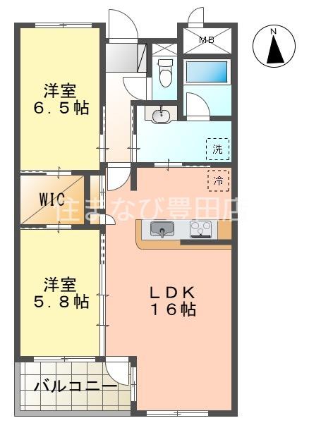 リアンヒロ(2LDK/2階)の間取り写真
