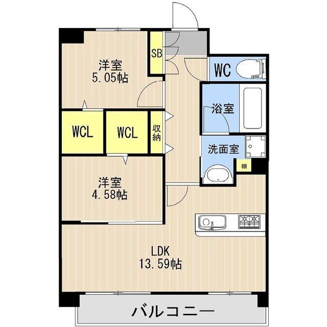 LIBTH光の森II(2LDK/8階)の間取り写真