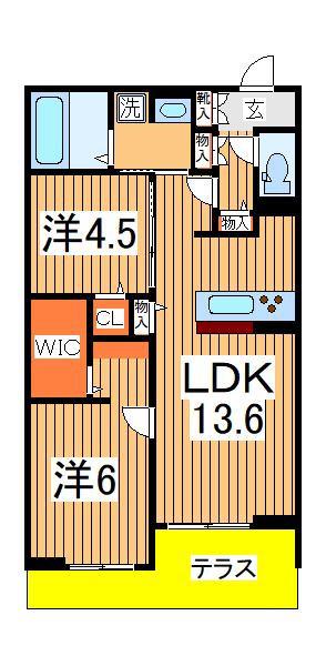 ラフォーレ弐番館(2LDK/1階)の間取り写真