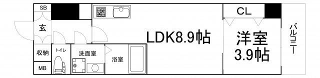 CITY PAL CREST TANIMACH(1LDK/3階)の間取り写真