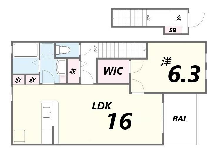 グレイスアニバーサリー西館(1LDK/2階)の間取り写真