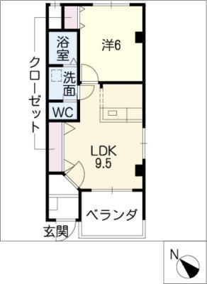 プロニティヒロ(1LDK/1階)の間取り写真