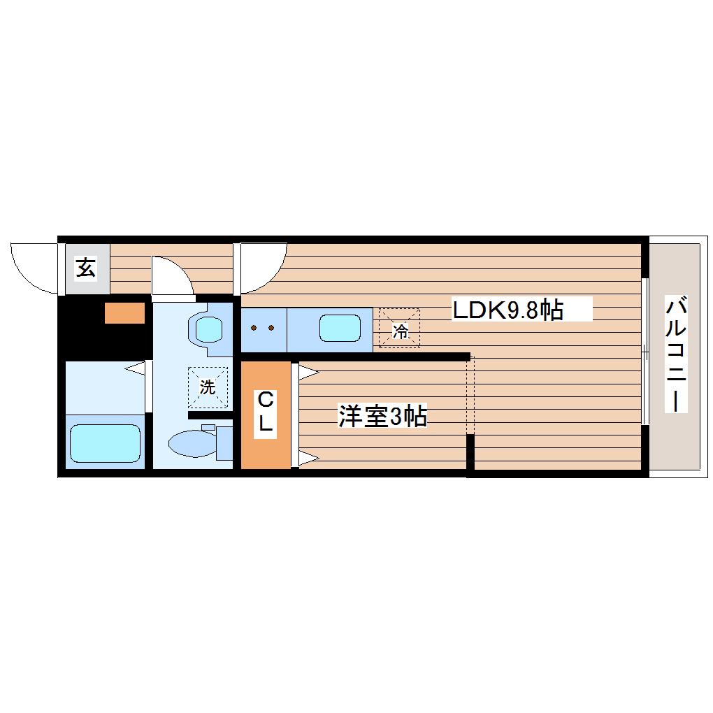 MARUSHO国府多賀城(1LDK/2階)の間取り写真
