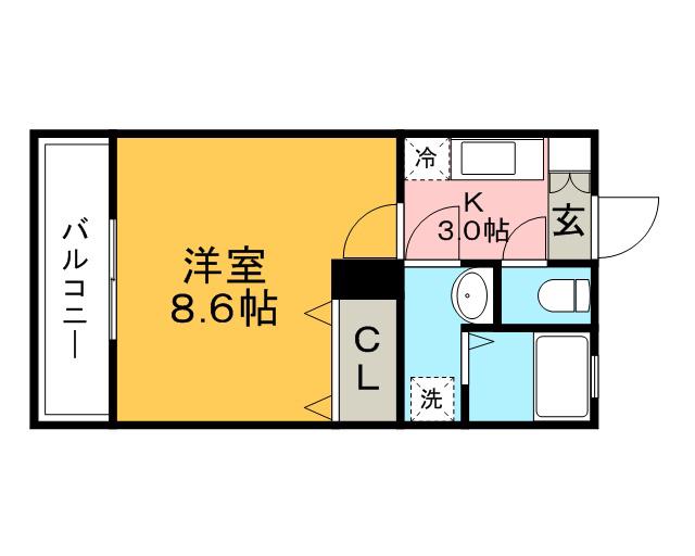 パティオ上津(1K/2階)の間取り写真