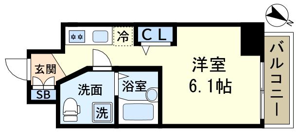 THEパームス新小岩(ワンルーム/6階)の間取り写真