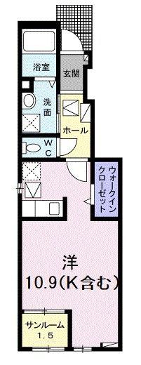 ユーフォリアネクストII(ワンルーム/1階)の間取り写真