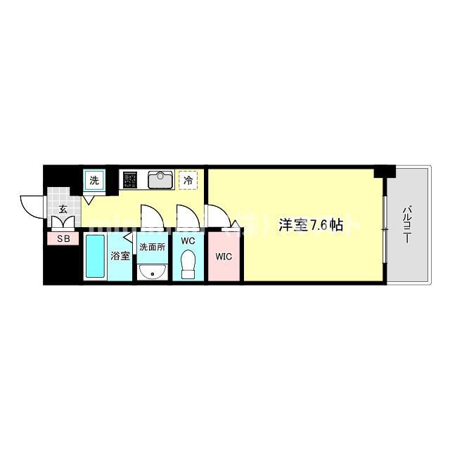 ミラージュパレス難波クルヴァ(1K/9階)の間取り写真