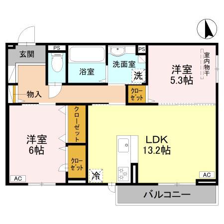 エクシードII(2LDK/2階)の間取り写真