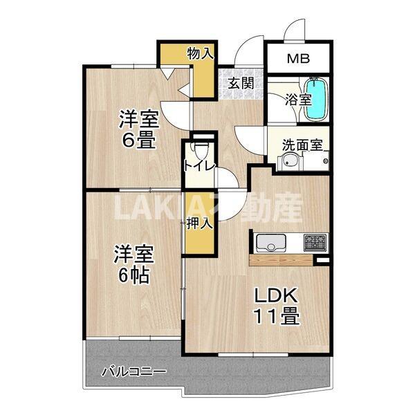 フレアコート京橋(2LDK/5階)の間取り写真