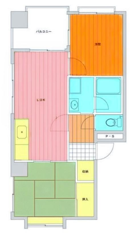 大手町第一ハイツ(2LDK/4階)の間取り写真